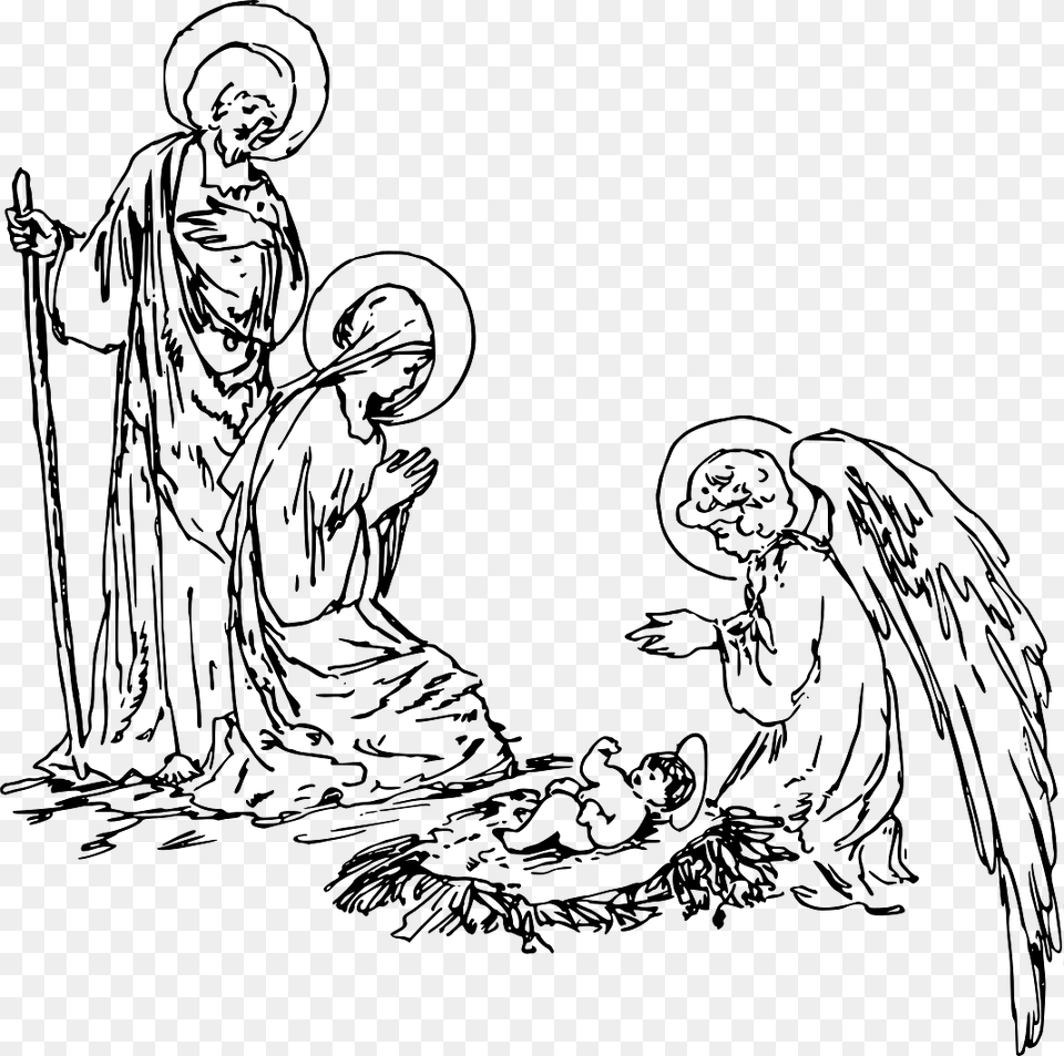 Nativity Scene With Baby Jesus, Person, Art, Drawing, Face Free Transparent Png