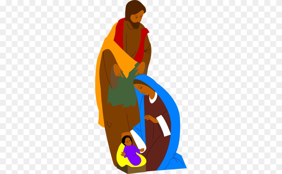 Nativity Scene With Baby Jesus Mary And Joseph Clip Art, Massage, Person, Adult, Male Free Png Download