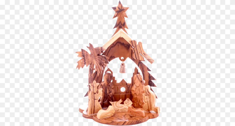 Nativity Set Christmas Tree, Wood, Person, Candle Free Png