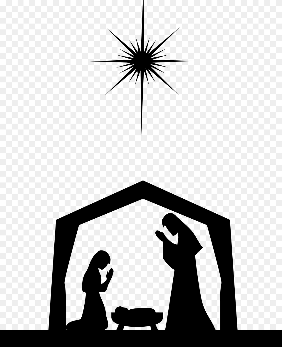 Nativity Silhouette, Gray Free Png
