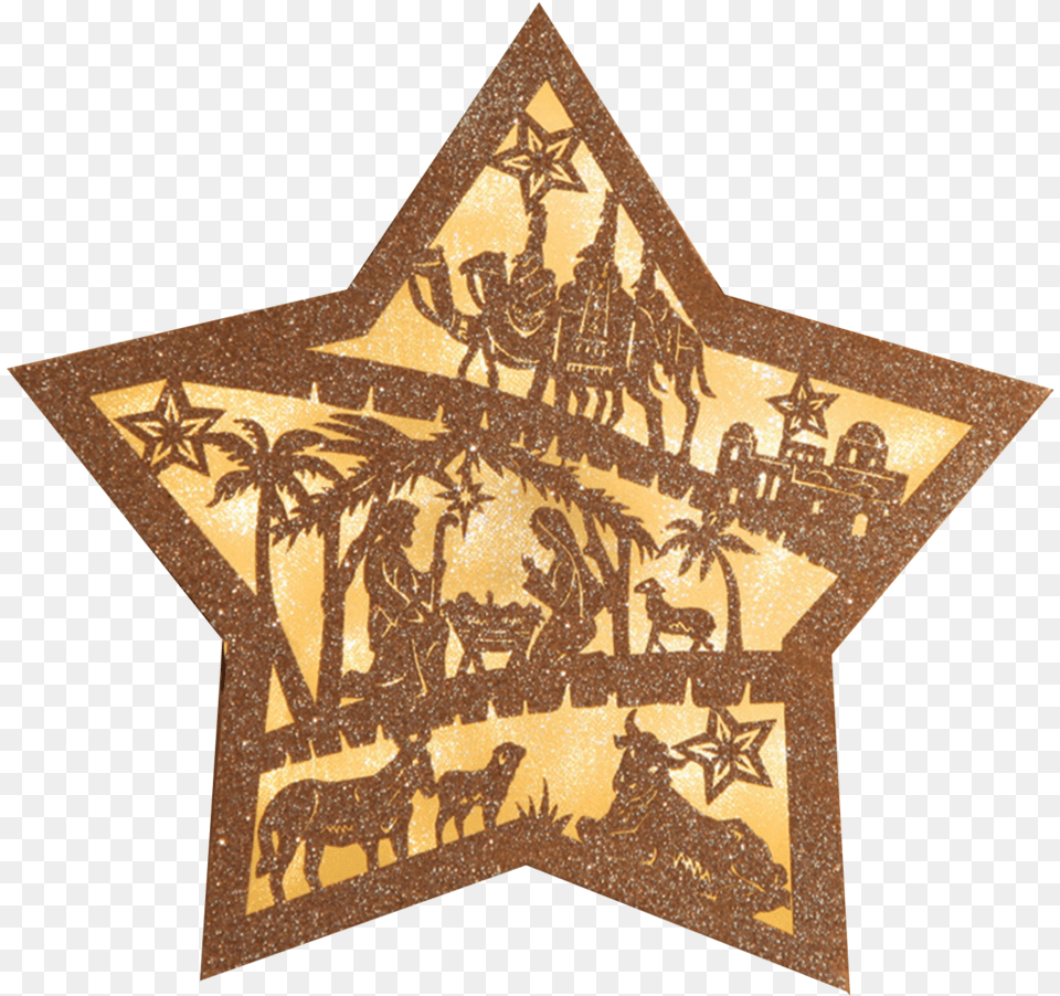 Nativity Star Lit Star Nativity Scene Emblem Emblem, Badge, Logo, Symbol, Person Free Png Download