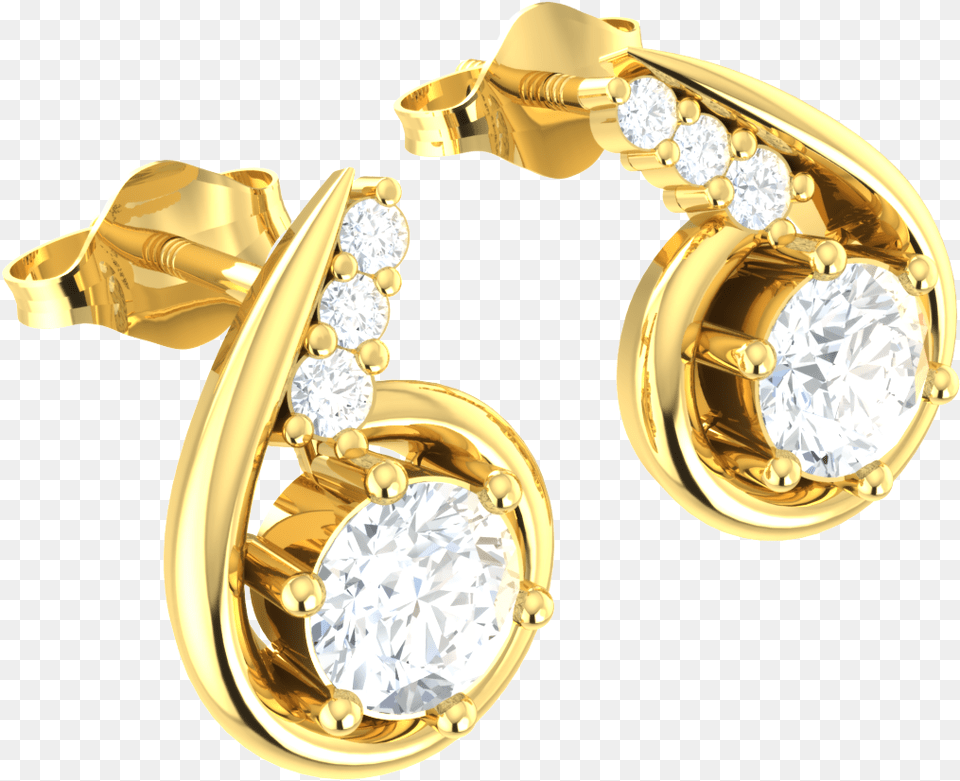 Natural 0 4ct Round Cut Diamond 10k Gold Earrings Ladies Earrings, Accessories, Earring, Gemstone, Jewelry Free Transparent Png