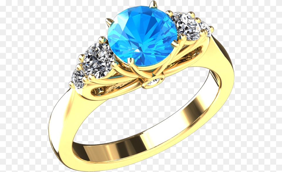 Natural Blue Topaz And Diamond Five Stone Ring In 14k Pre Engagement Ring, Accessories, Gemstone, Jewelry, Gold Png