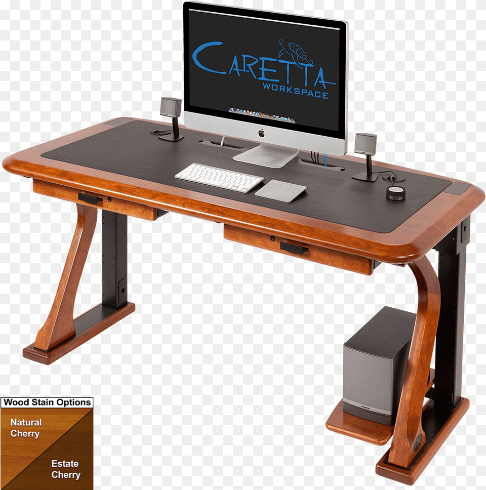 Natural Cherry With Drawers Computer Desk, Furniture, Electronics, Table, Computer Keyboard Png Image