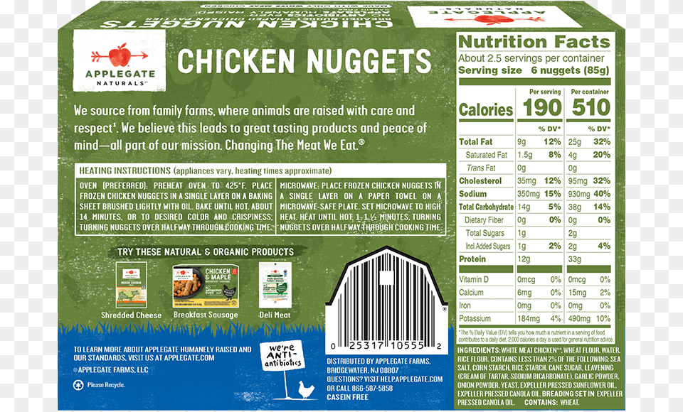 Natural Chicken Nuggets Back Nutrition Facts, Advertisement, Poster Png Image