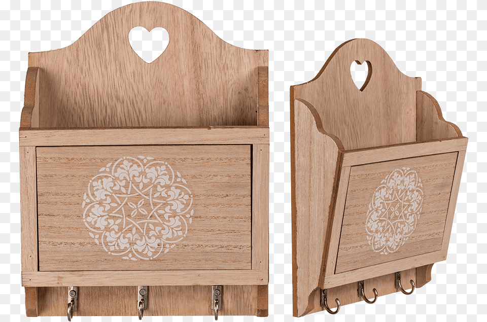 Natural Coloured Wooden Key Box With 3 Hooks Amp Storage Legno Portachiavi Da Muro, Furniture, Wood, Bed, Crib Free Transparent Png
