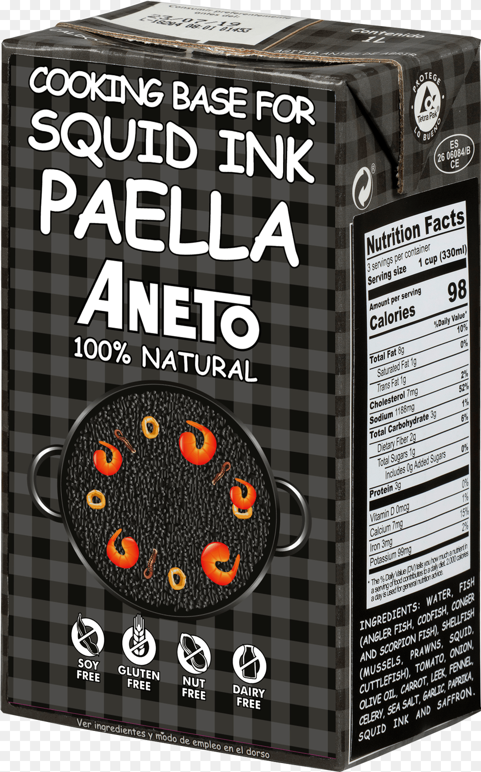 Natural Cooking Base For Squid Ink Paella Aneto Orange Drink, Scoreboard, Box Png Image