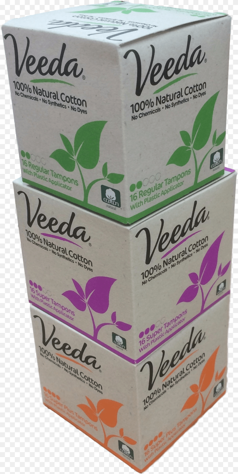 Natural Cotton Tampons Veeda Natural Cotton Tampons With Applicator, Box, Herbal, Herbs, Plant Free Png