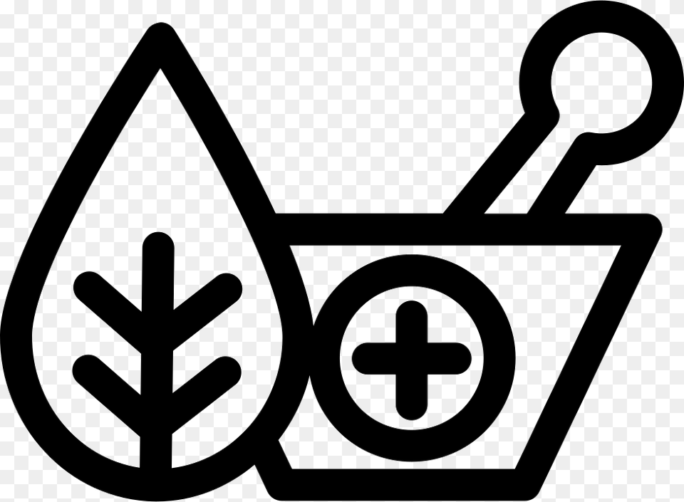 Natural Herbs And A Mortar For Healing Traditional Chinese Medicine Icon, Stencil, Symbol, Device, Grass Free Png Download