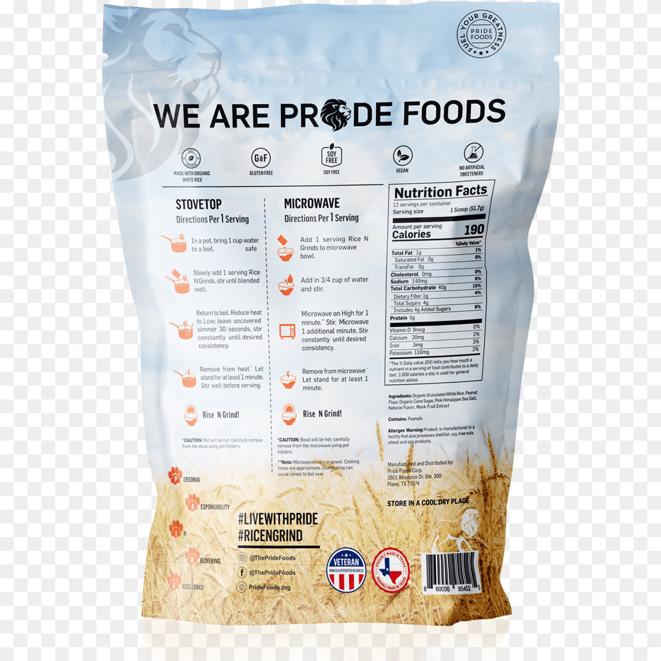 Natural Hot Rice Cereal Rice N Grinds, Text Free Transparent Png