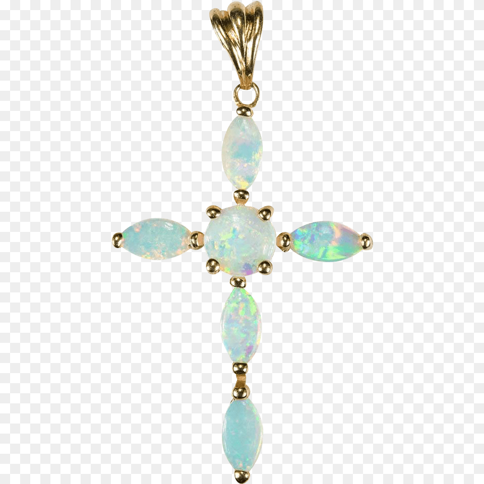 Natural Opal Cross Pendant 10k Gold Solid Jewelry Locket, Accessories, Gemstone, Ornament Png Image