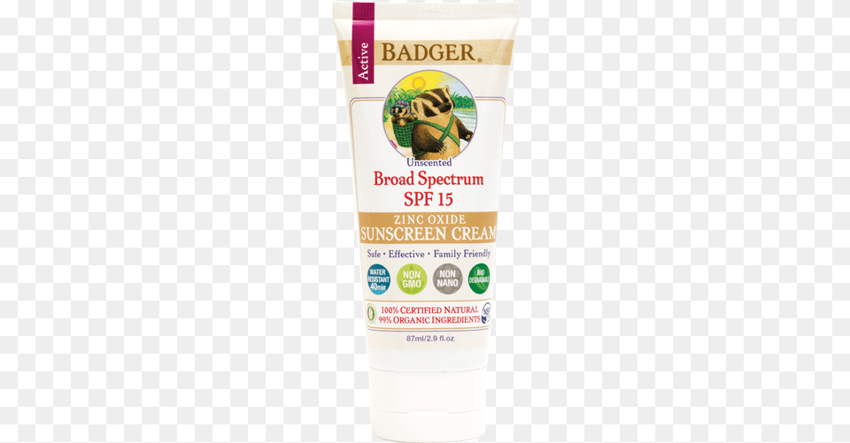 Natural Sunscreen Cream Badger Unscented Badger Balm Unscented Sunscreen, Bottle, Cosmetics, Lotion, Animal Free Png