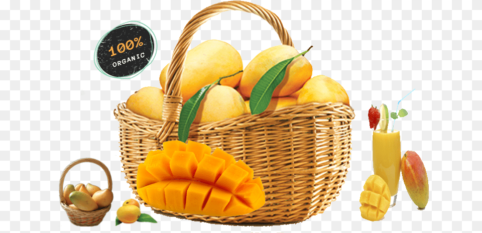 Natural Taste From Dakle Farm Mango Basket, Food, Fruit, Plant, Produce Png Image