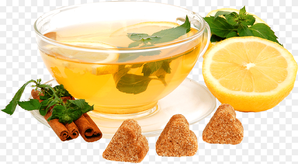 Natural Tea In Cup With Leaf Natural Green Tea, Herbs, Orange, Produce, Herbal Png Image