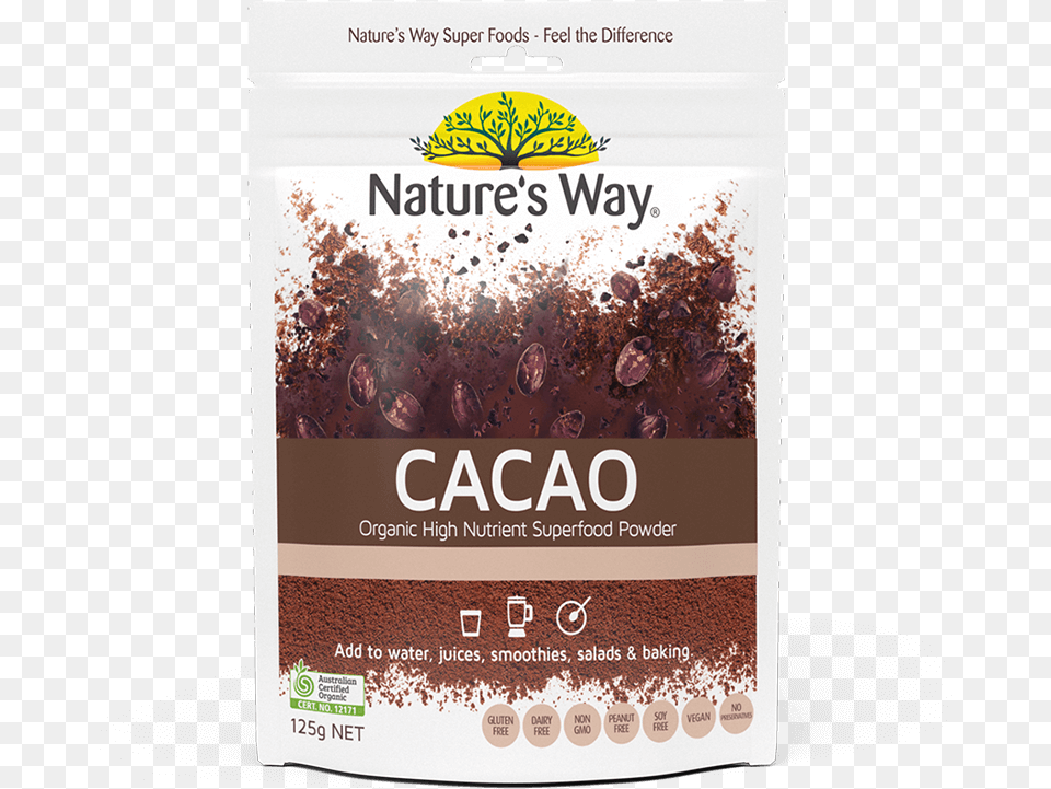 Nature S Way Superfoods Cacao Powder 125g Nature39s Way Acai Powder, Cocoa, Dessert, Food, Cup Free Transparent Png