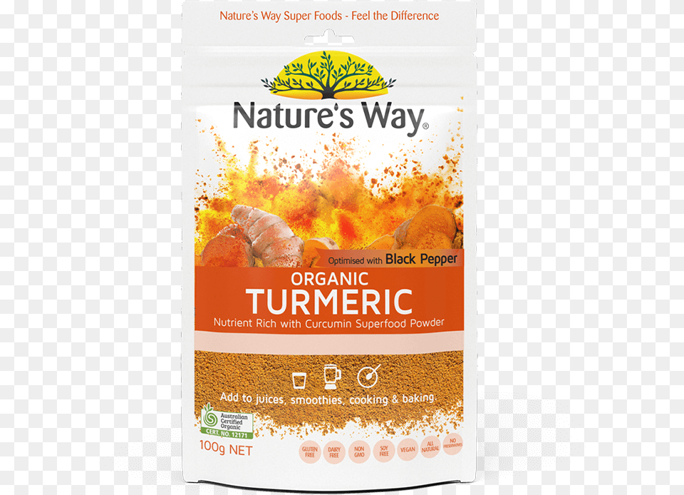 Nature S Way Superfoods Turmeric Powder 100g Nature39s Way Organic Turmeric, Advertisement, Poster Free Png Download