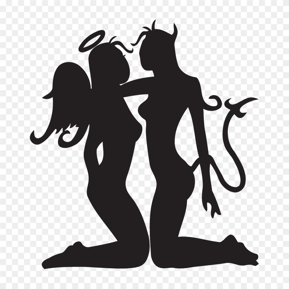 Naughty Angel Devil Naughty Devil, Silhouette, Stencil, Adult, Female Png