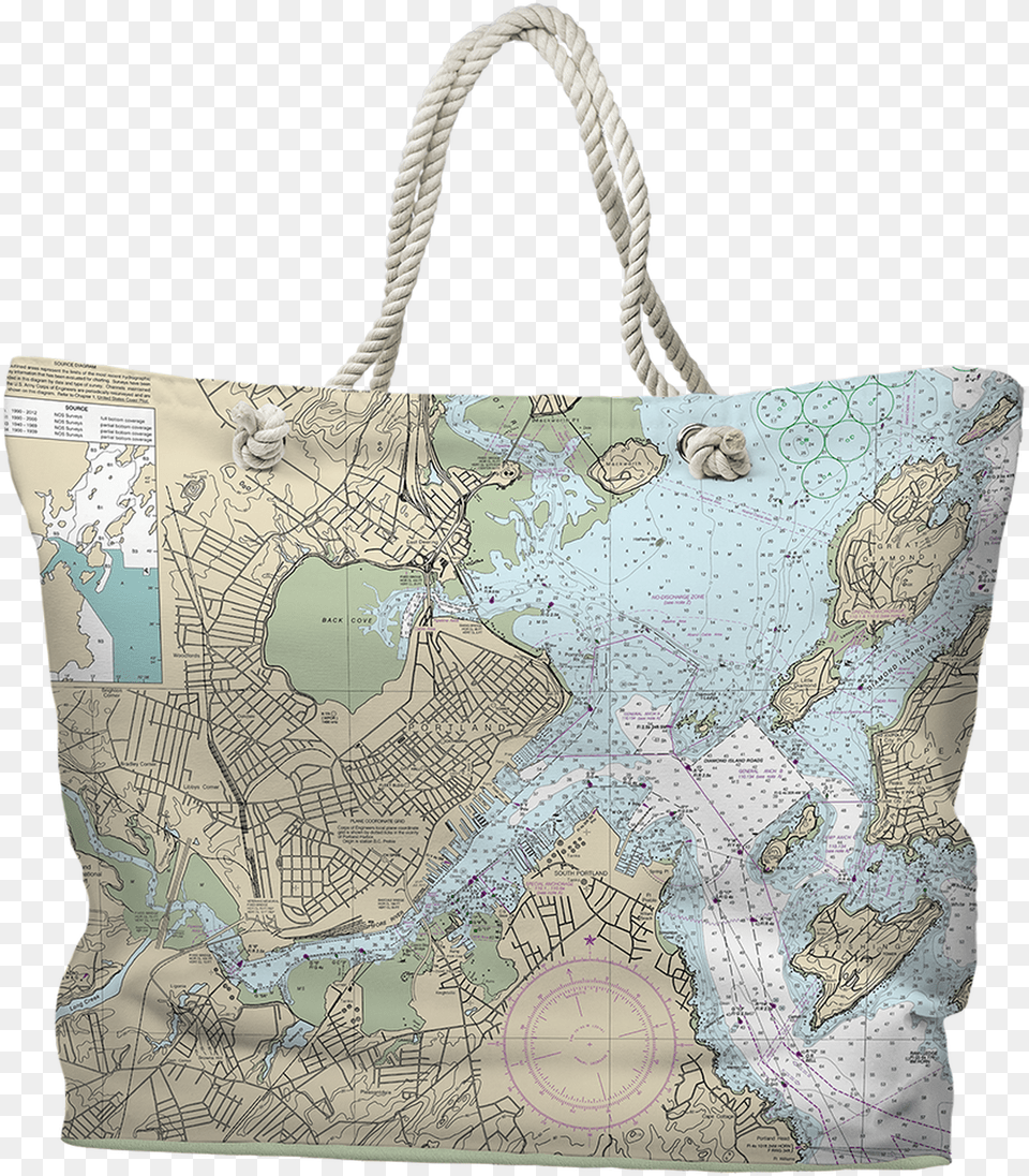 Nautical Chart Tote Bag Portland Me, Accessories, Handbag, Purse, Tote Bag Png Image