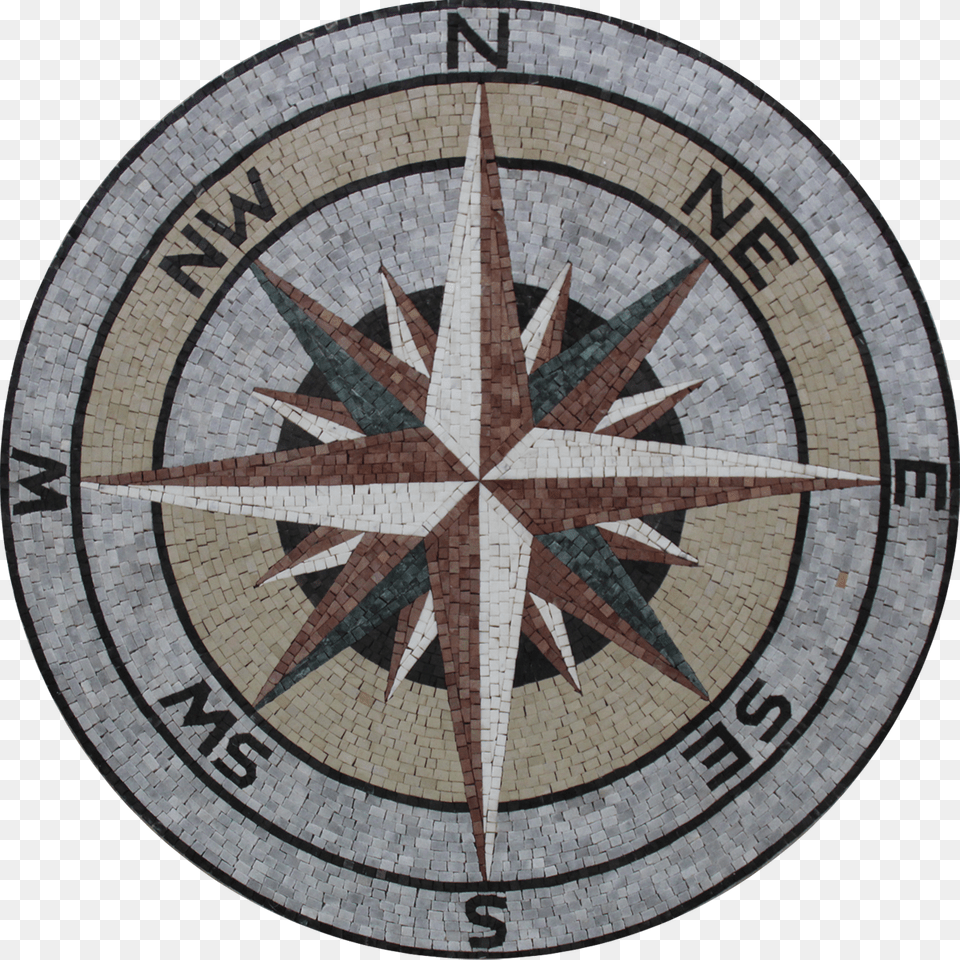 Nautical Compass Medallion Mosaic Marble Compass Floor Png