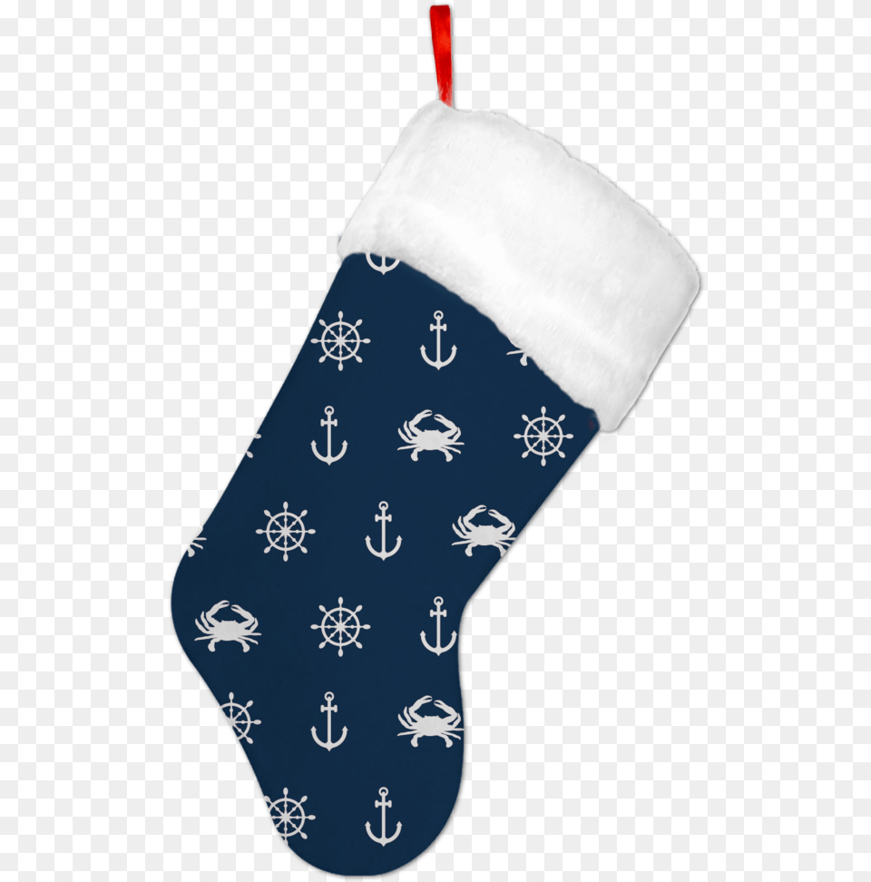 Nautical Crab And Anchor Christmas Stocking Christmas Stocking, Clothing, Hosiery, Christmas Decorations, Christmas Stocking Png Image