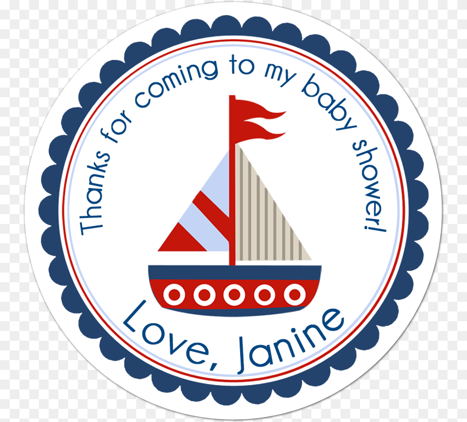 Nautical Sailboat Personalized Sticker Nautical Baby Shower Invitations, Emblem, Symbol, Logo Png Image