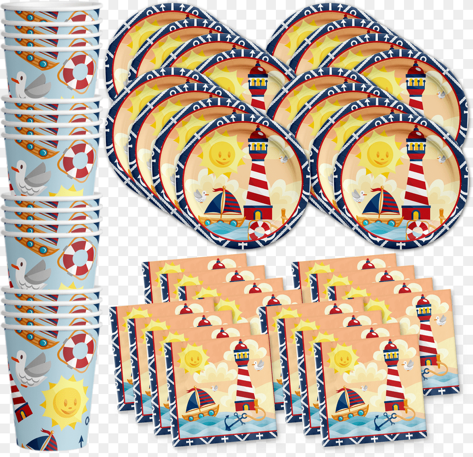 Nautical Sailor Birthday Party Tableware Kit For, People, Person, Food, Sweets Free Png
