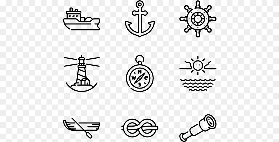 Nautical Sew Icons, Gray Free Png