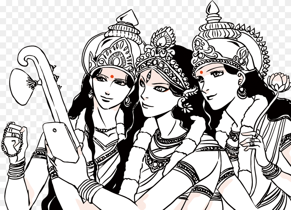 Navaratri Special Sketch, Art, Doodle, Drawing, Woman Free Transparent Png