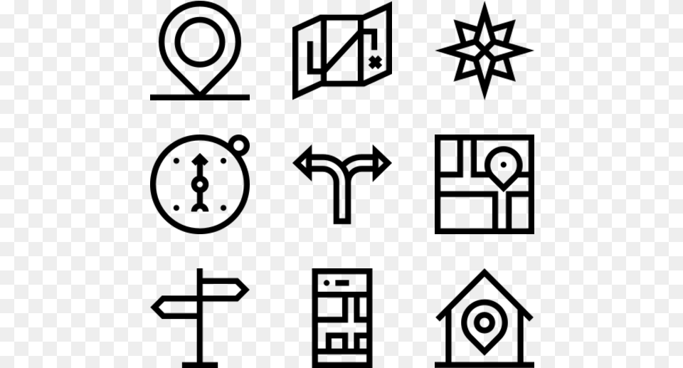 Navigation And Maps Black And White Icons, Gray Free Transparent Png