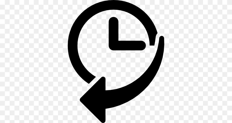 Navigation History Interface Symbol Of A Clock With An Arrow, Stencil, Sign, Text Free Transparent Png