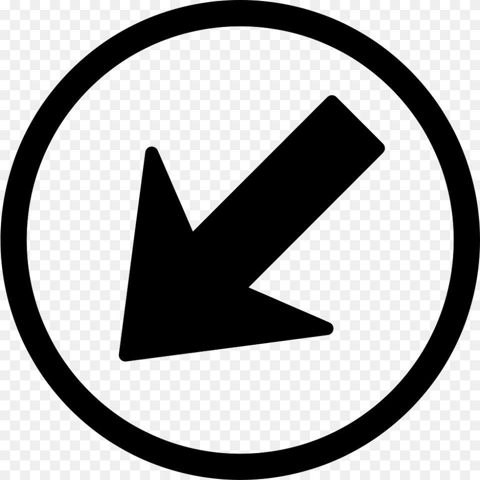 Navigational Arrow Pointing Down Left In A Circle Circle, Sign, Symbol, Disk Png