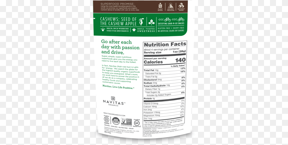 Navitas Organic Cacao Nibs Nutrition Facts, Advertisement, Poster, Text, Tin Free Png Download