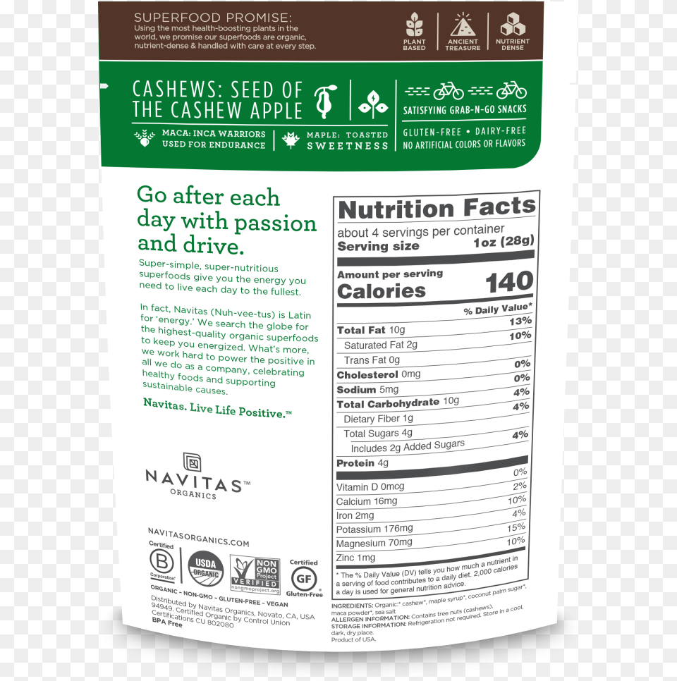 Navitas Organic Cacao Nibs Nutrition Facts, Advertisement, Poster, Text, Tin Free Png