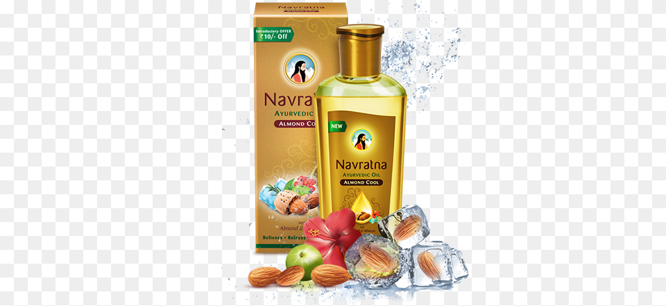 Navratna Almond Cool Oil 200 Ml, Bottle, Person, Cosmetics, Perfume Png Image