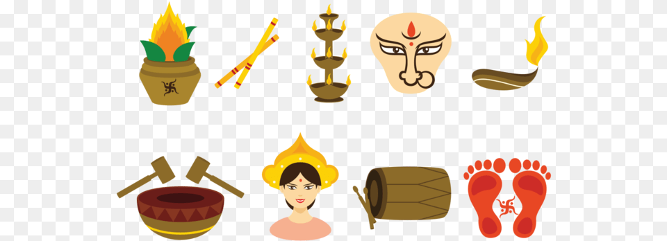 Navratri Background Navratri, Person, Face, Head, Light Free Png Download