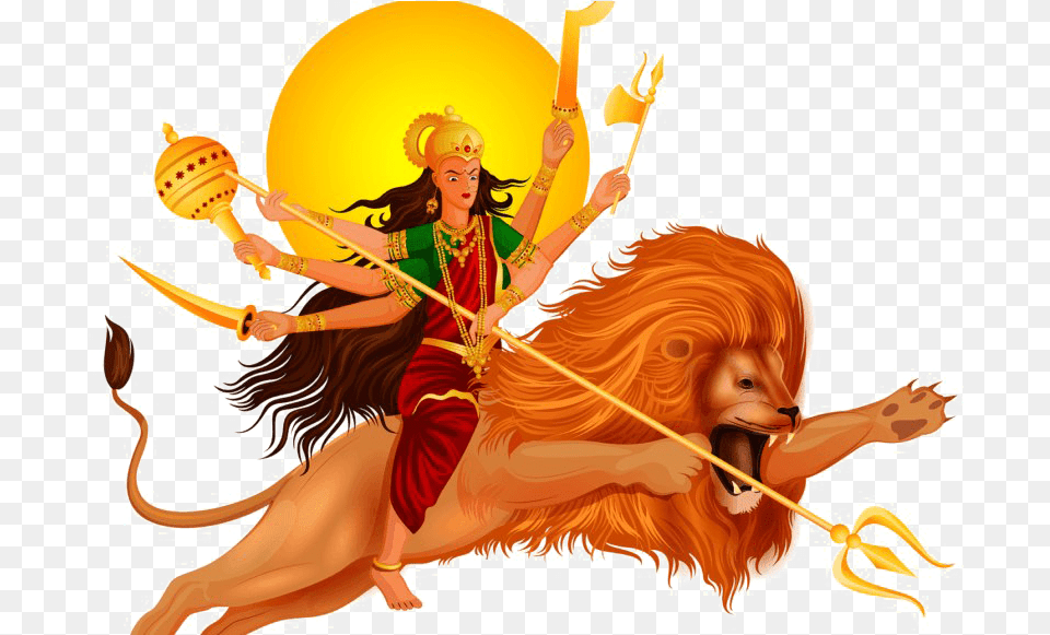 Navratri Transparent Background Maa Durga Cartoon, Adult, Female, Person, Woman Free Png