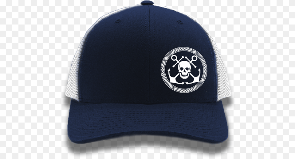 Navy Anchor Amp Skull Flexfit Trucker Hatclass Baseball Cap, Baseball Cap, Clothing, Hat, Helmet Free Png