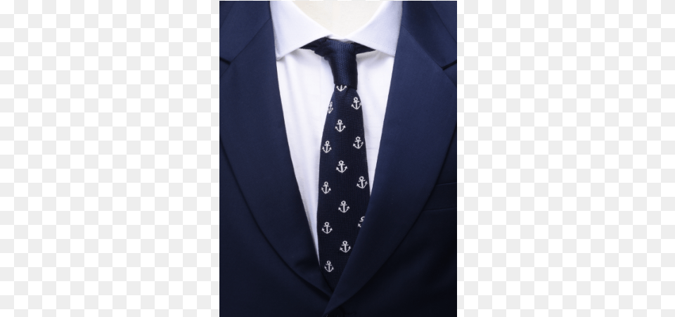 Navy Anchor Knitted Tie Necktie, Accessories, Formal Wear, Adult, Male Png