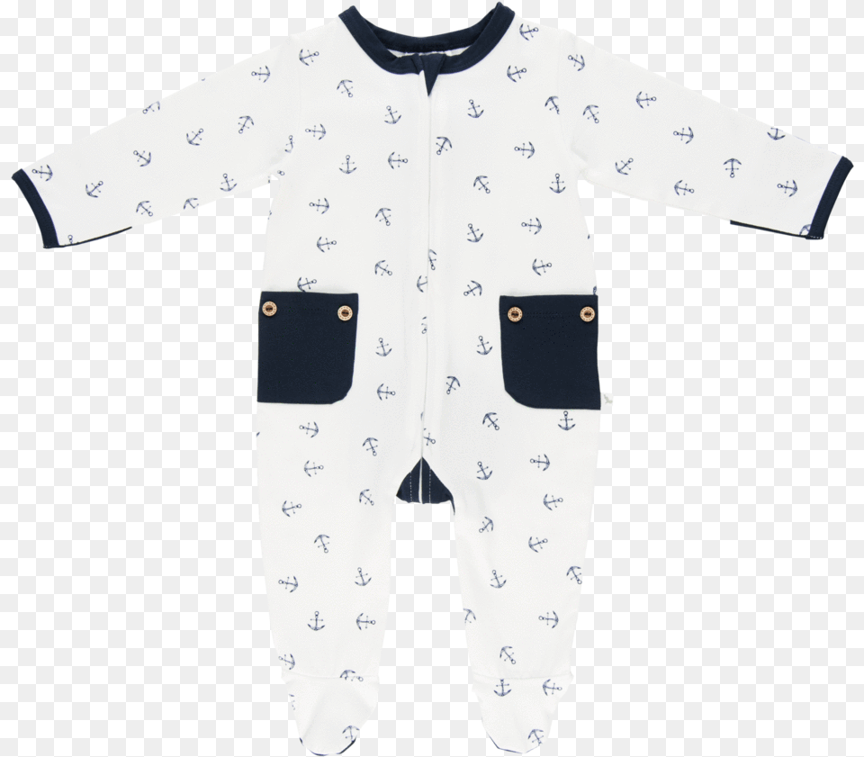Navy Anchor Long Romper Crab, Clothing, Pajamas, Person Png Image