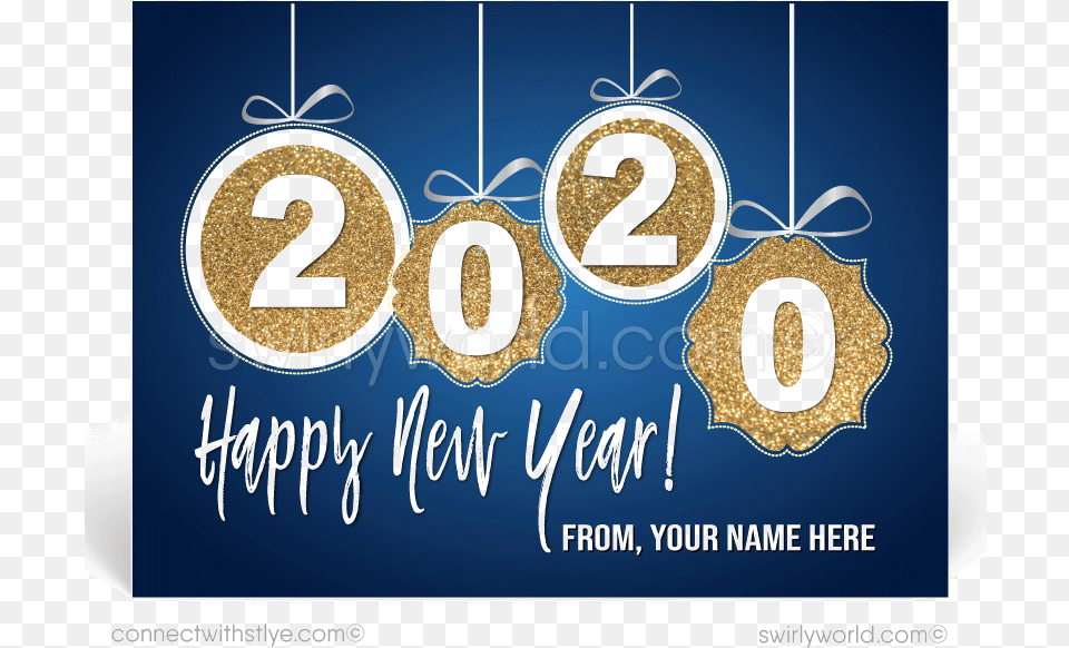 Navy And Gold Happy New Year Postcards For Clients New Year, Text, Number, Symbol Png Image
