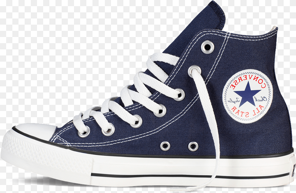 Navy Blue Canvas Upper Navy Blue High Top Converse, Clothing, Footwear, Shoe, Sneaker Png Image