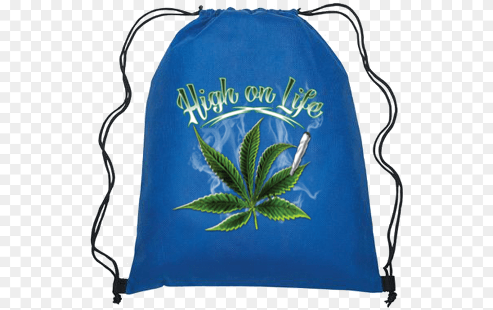 Navy Blue Drawstring Bag, Clothing, Hat, Plant, Backpack Free Png