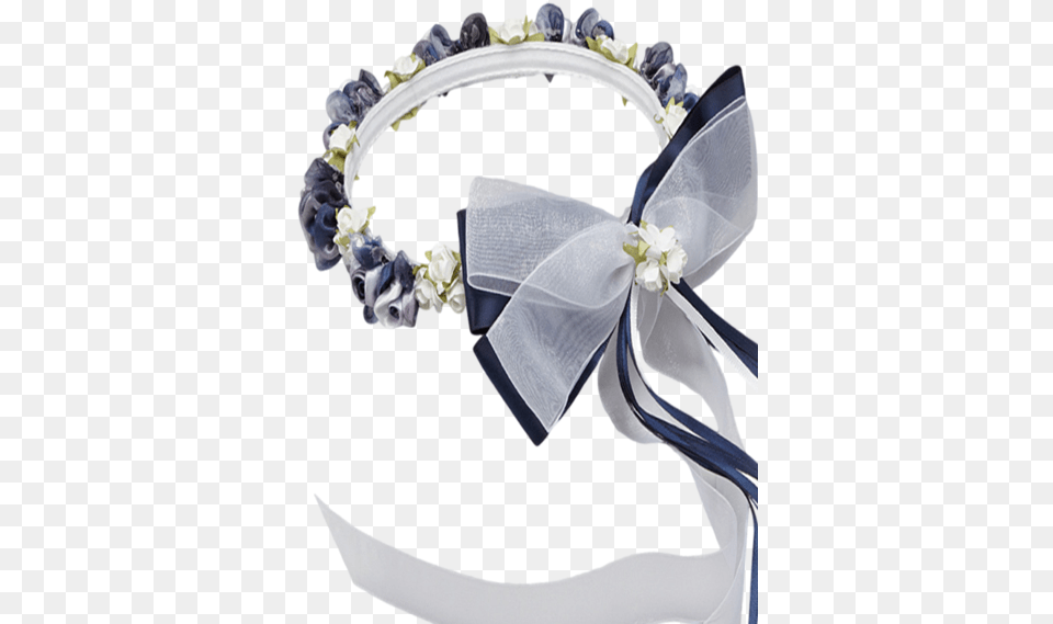 Navy Blue Floral Crown Wreath Handmade With Silk Flowers Satin, Accessories, Jewelry, Wedding, Person Free Transparent Png