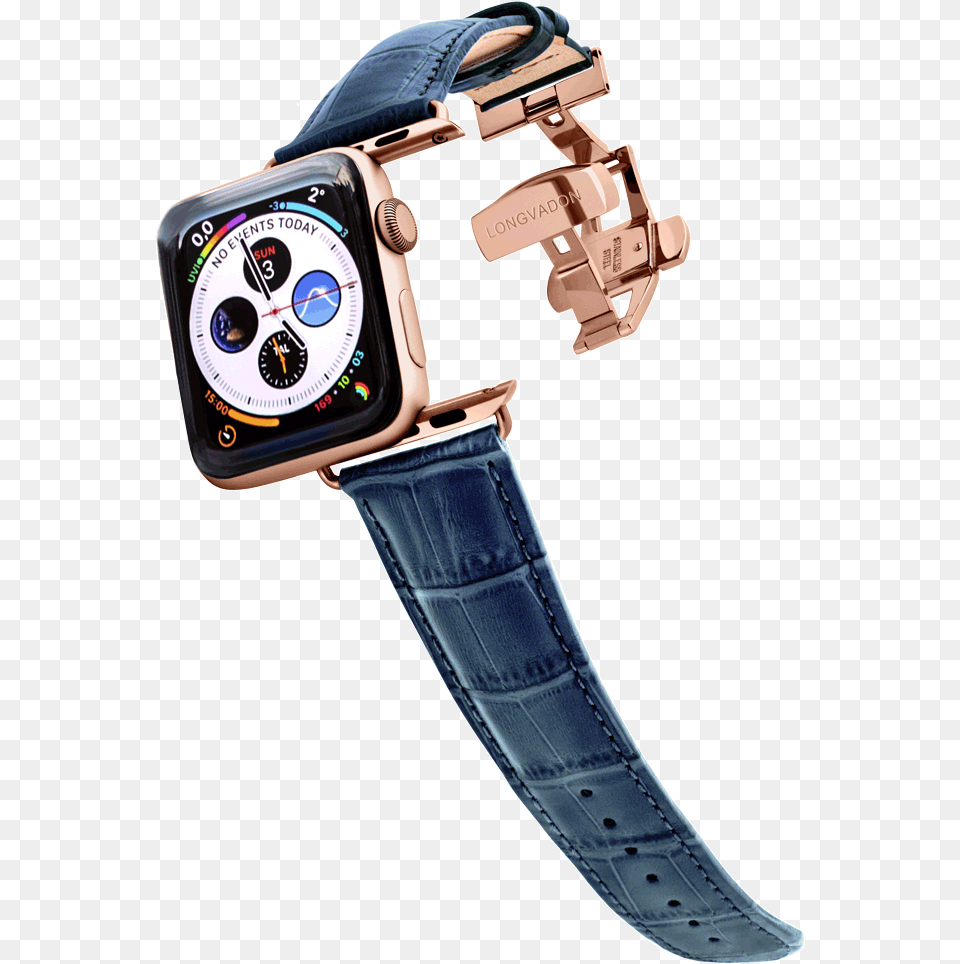 Navy Blue Leather Apple Watch Band Black Details Leather Apple Watch Strap Navy Blue, Arm, Body Part, Person, Wristwatch Png