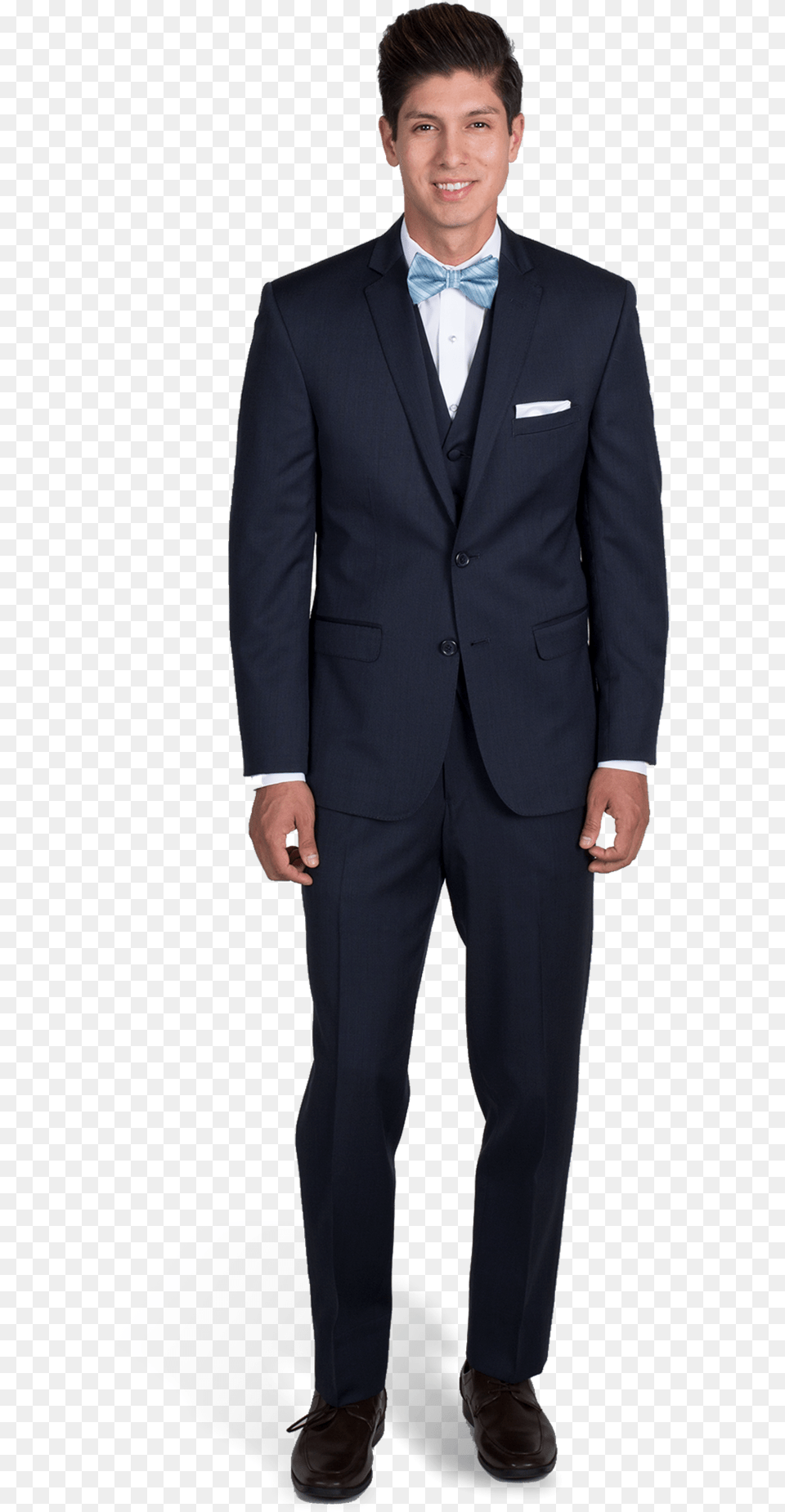 Navy Blue Notch Lapel Suit Man Standing In A Suit, Tuxedo, Clothing, Formal Wear, Person Free Png Download