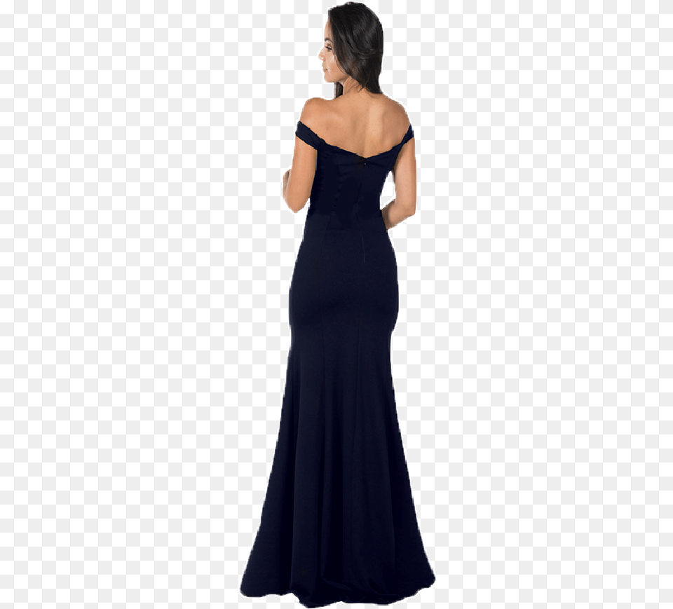 Navy Blue Off The Shoulder Mermaid Long Prom Dress Gown, Adult, Person, Formal Wear, Female Png