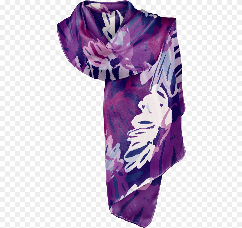 Navy Blue Purple And White Womens Silk Crepe Scarf Silk, Clothing, Stole Png
