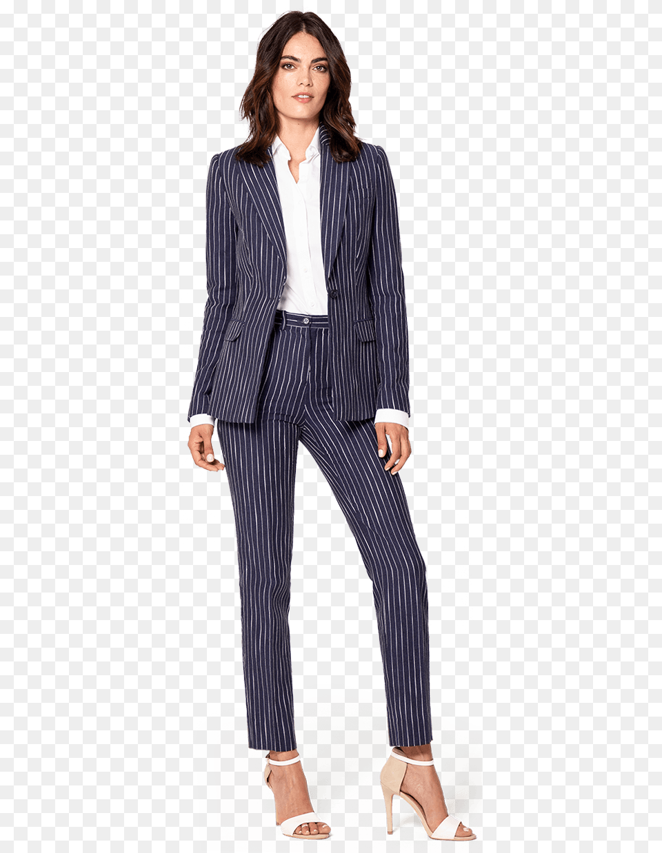 Navy Blue Striped Linen Business Suitdata Width Womens Fitted Pant Suit, Clothing, Formal Wear, Coat, Adult Free Transparent Png