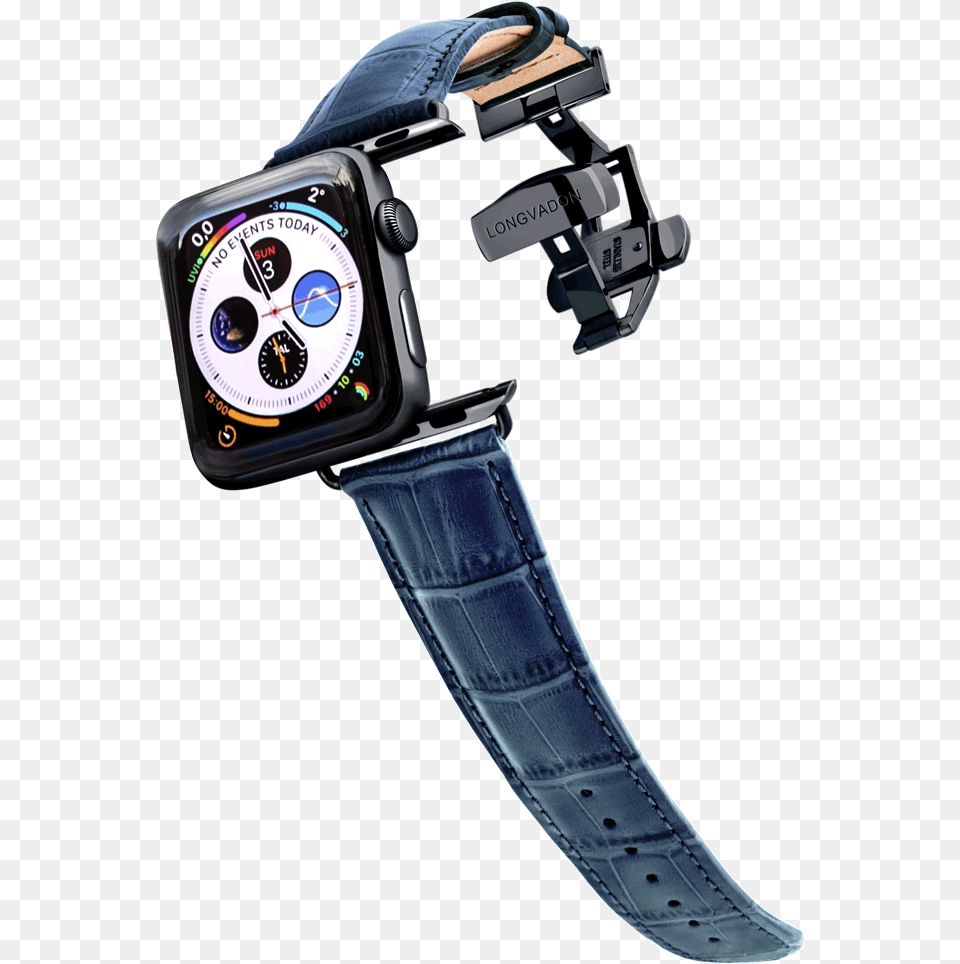 Navy Blue W Black Details Nice Apple Watch Bands Blue Leather, Arm, Body Part, Person, Wristwatch Free Transparent Png