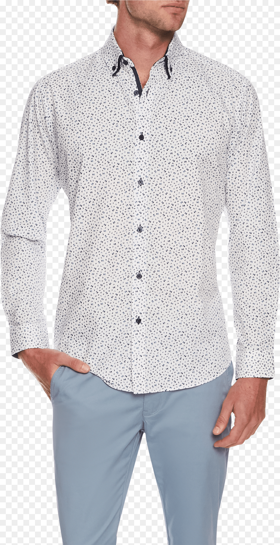 Navy Cali Floral Print Shirt Man Png Image